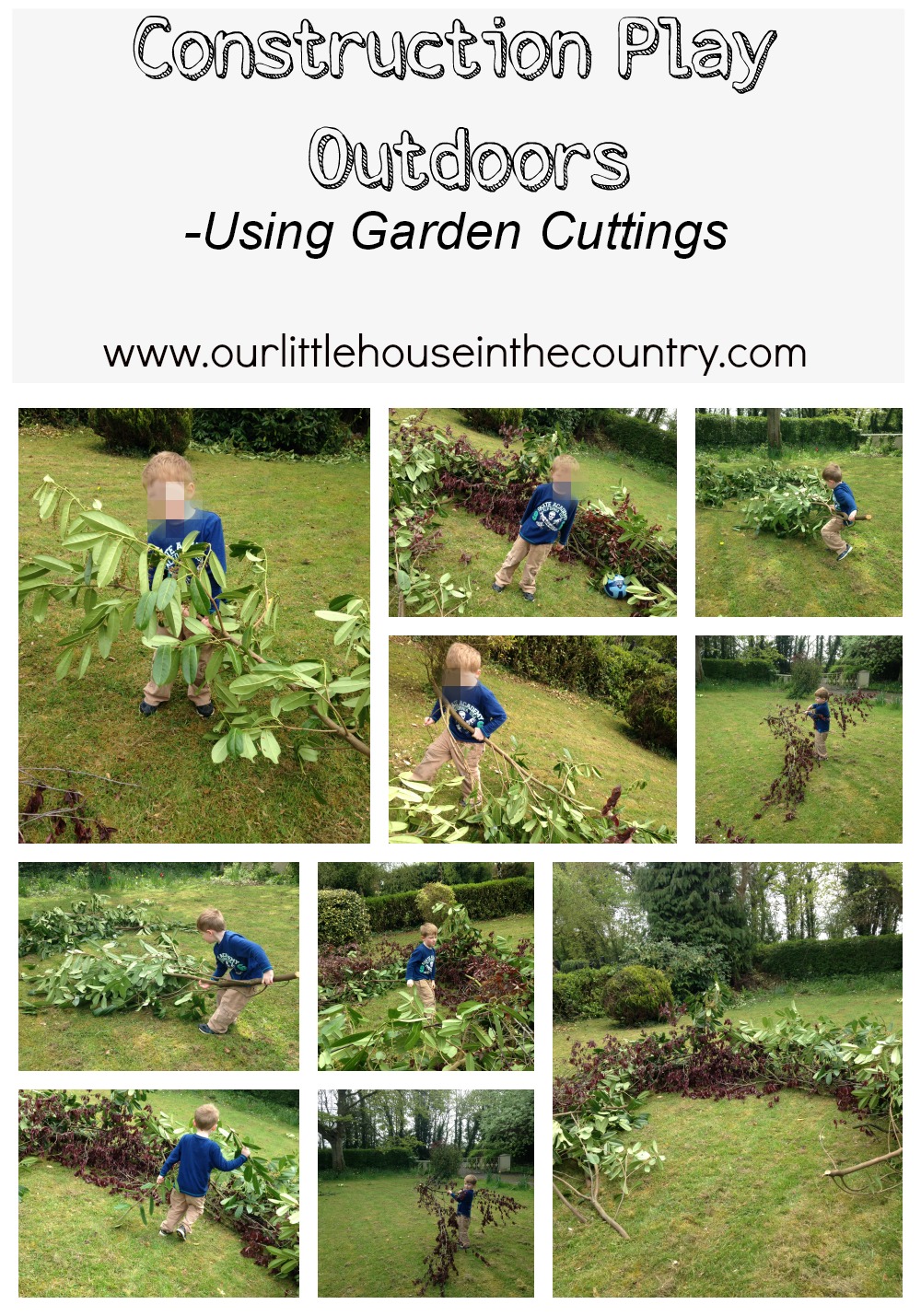 Construction Play Outdoors – Using Garden Cuttings!