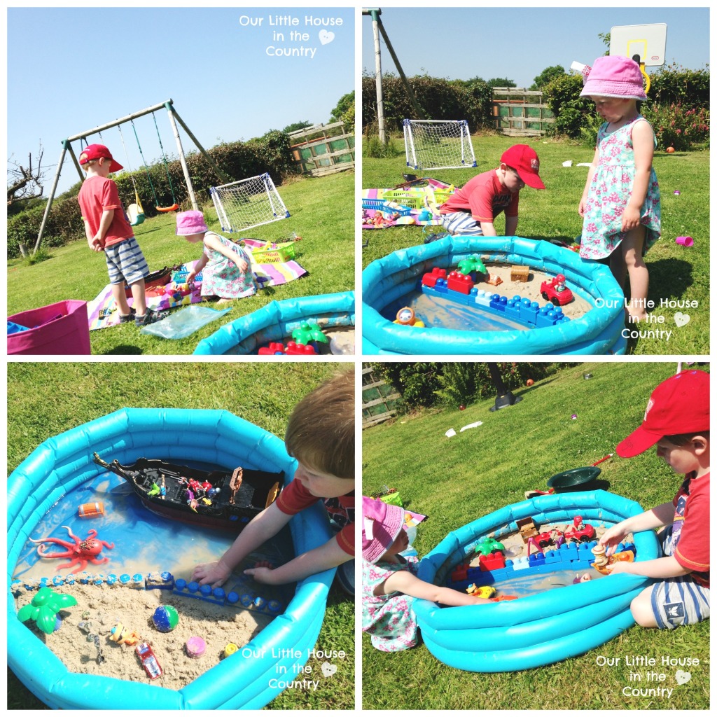 Beach themed Invitation to Play - Sensory and Imaginative Play- Our Little House in the Country #invitationtoplay #sensoryplay #imaginativeplay #summer