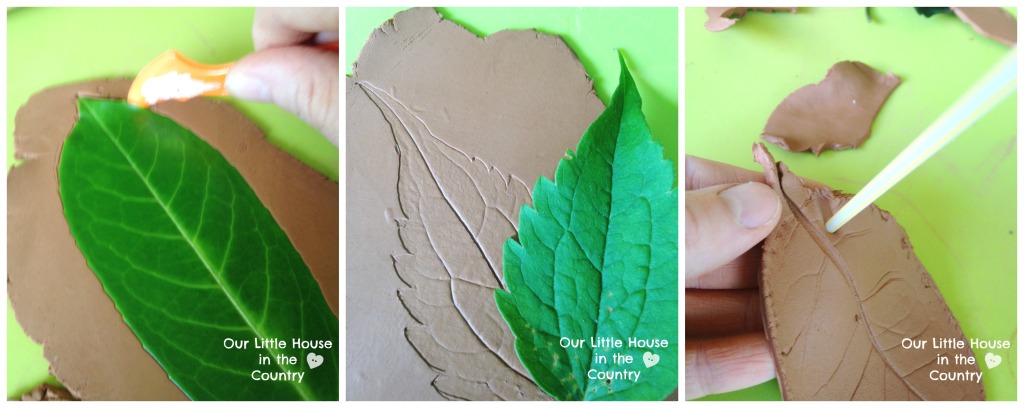 Clay Autumn Leaves - Falls Crafts for Kids - http://ourlittlehouseinthecountry.com #fall #autumn #crafts #kids