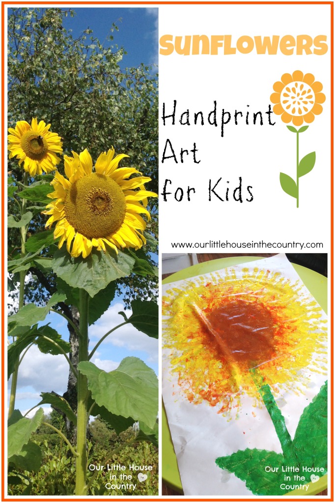 Sunflowers - Handprint Art for Kids - Our Little House in the Country #sunflowers #autumn #fall #handprints