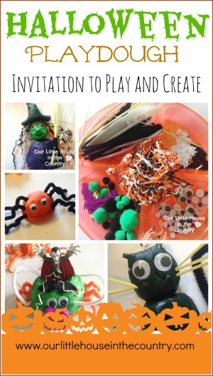 Halloween Playdough Invitation to Play and Learn #halloween #playdough #invitationtoplay