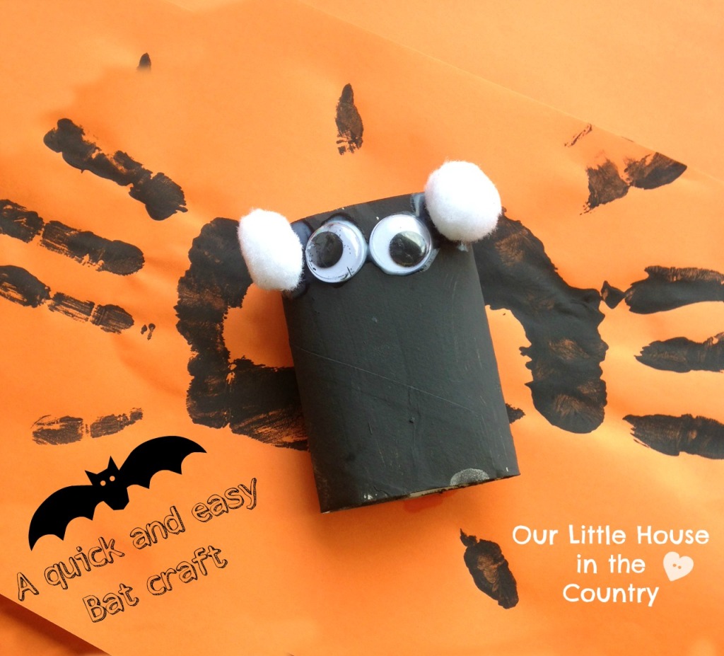 Handprint and Toilet Roll Tube Bats - A quick and esay Halloween craft - Our Little House in the Country 1
