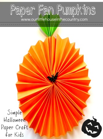 Paper Fan Pumpkin Decorations - Simple Halloween Paper Craft for Kids - Our Little House in the Country