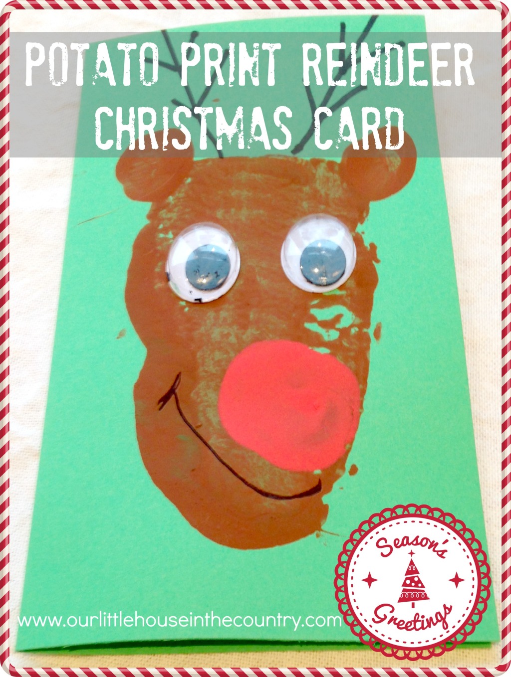 Potato Print Reindeer Christmas Cards